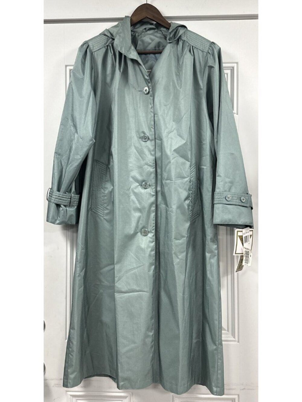Chiango by Fleet Street All Weather Rain Trench Coat Womens Size 10p Shiny Blue